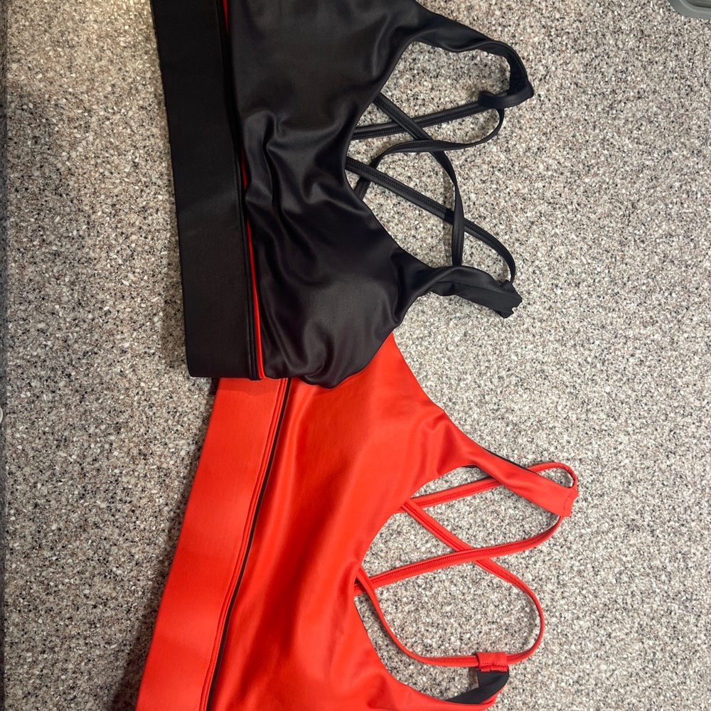 Black and orange Strappy Sports Bras - Set of 2